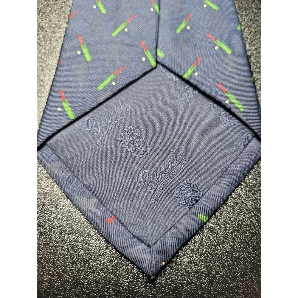 Gucci Men's Necktie Blue Cricket Bat Silk 3.75